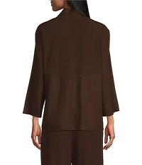 Ali Miles Woven Band Neck 3/4 Sleeve Single Button Coordinating Jacket