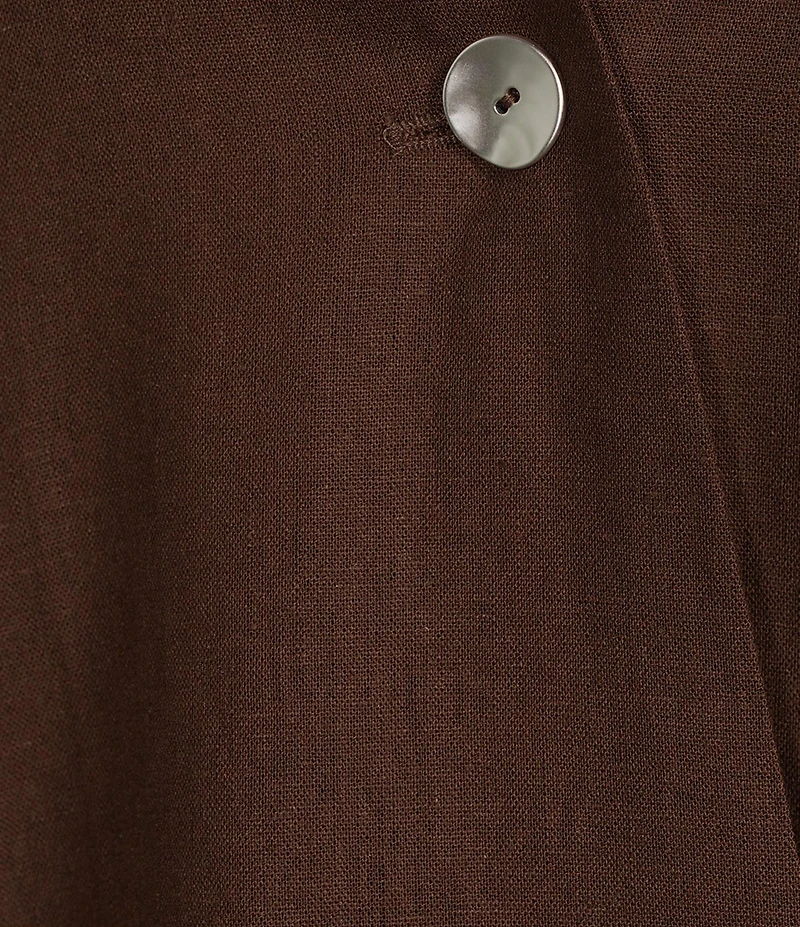 Ali Miles Woven Band Neck 3/4 Sleeve Single Button Coordinating Jacket