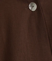 Ali Miles Woven Band Neck 3/4 Sleeve Single Button Coordinating Jacket