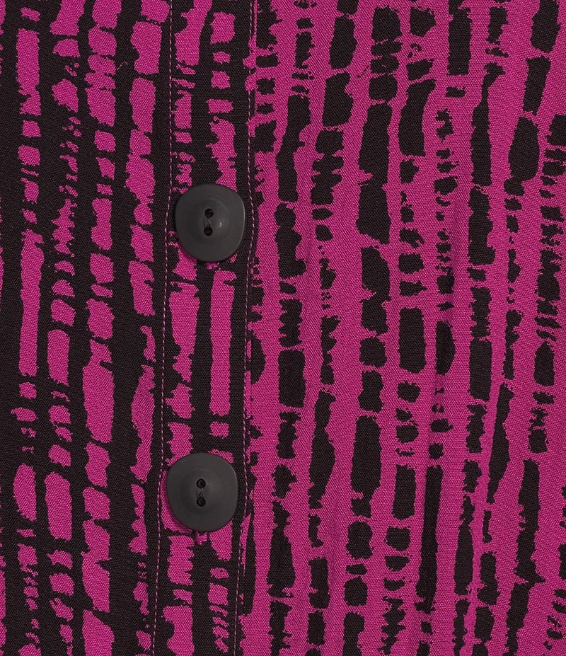 Ali Miles Woven Black Stroke Print Point Collar 3/4 Sleeve Button Front Tunic