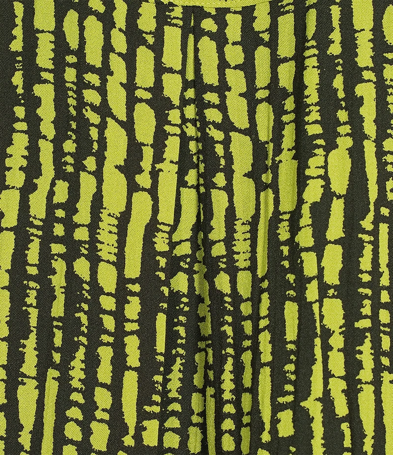 Ali Miles Woven Black Stroke Print Point Collar 3/4 Sleeve Button Front Tunic
