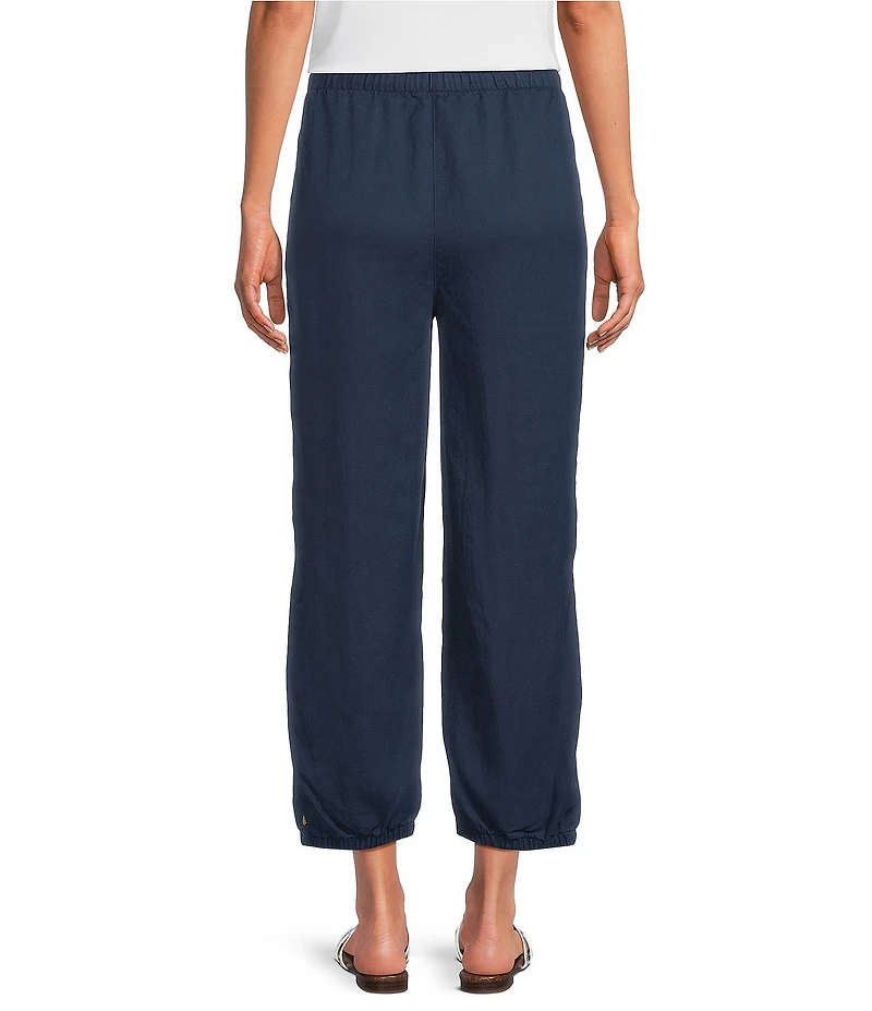 Ali Miles Woven Drawstring With Elastic Waistband Straight Leg Crop Length Pants
