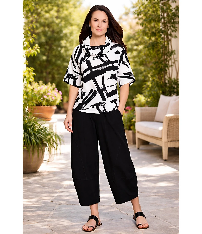 Ali Miles Woven Elastic Waist Straight Leg Pull-On Pants