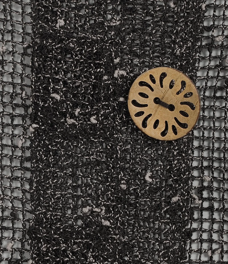 Ali Miles Woven Mesh Speckled V-Neck Elbow Length Sleeve Button Front Jacket