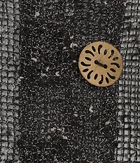 Ali Miles Woven Mesh Speckled V-Neck Elbow Length Sleeve Button Front Jacket