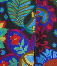 Ali Miles Woven Paisley Floral Multi Print Collared V-Neck 3/4 Sleeve Tunic