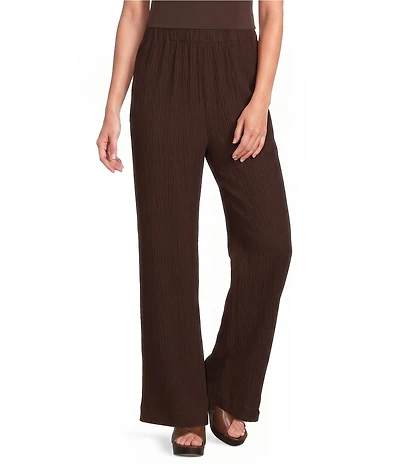 Ali Miles Woven Pull-On Wide Leg Ankle Length Pants