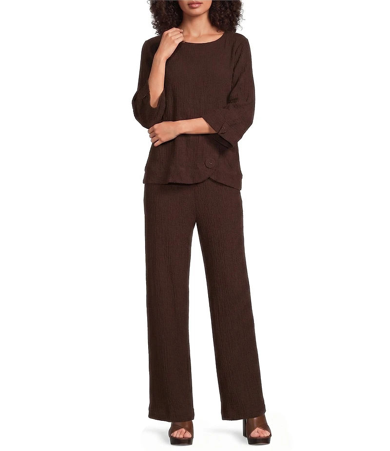Ali Miles Woven Pull-On Wide Leg Ankle Length Pants
