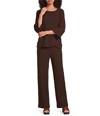 Ali Miles Woven Pull-On Wide Leg Ankle Length Pants