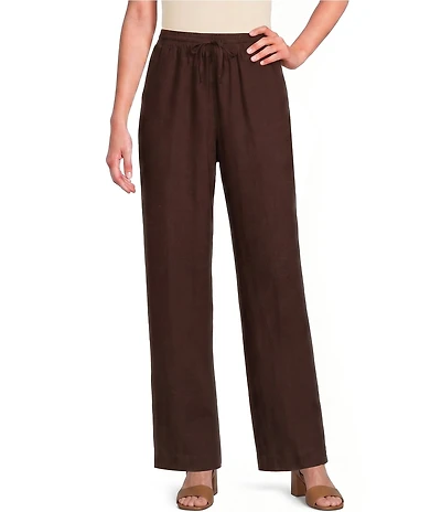 Ali Miles Woven Wide Leg Knit Ribbed Elastic Waistband Pull On Coordinating Pants