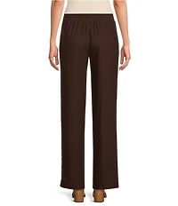 Ali Miles Woven Wide Leg Knit Ribbed Elastic Waistband Pull On Coordinating Pants