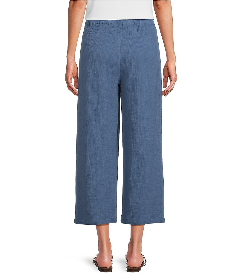 Ali Miles Woven Wide-Leg Pull-On Cropped Pants