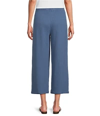 Ali Miles Woven Wide-Leg Pull-On Cropped Pants