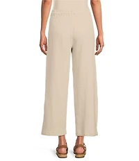 Ali Miles Woven Wide-Leg Pull-On Cropped Pants