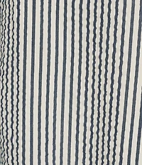 Ali Miles Woven Yarn-Dye Stripe Ruffle V-Neck 3/4 Tie Sleeve Blouse