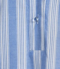 Ali Miles Woven Yarn Dye Stripe Wire Collar 3/4 Dolman Sleeve Tunic