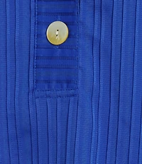 Ali Miles Woven Yarn-Dyed Stripe Wire Collar 3/4 Sleeve Button Front Placket Shirt