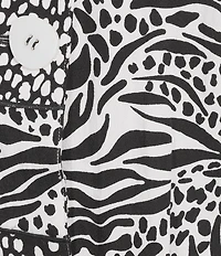 Ali Miles Woven Zebra Leopard Print Wire Collar 3/4 Sleeve Button Front Tunic