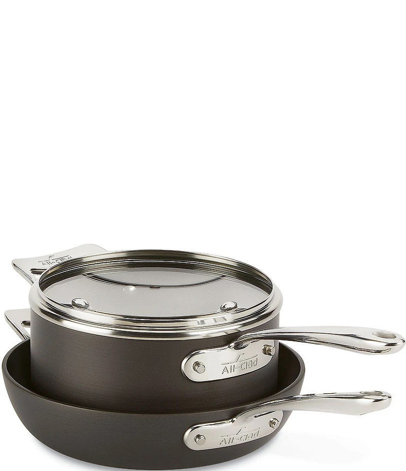 All-Clad Essentials Nonstick Fry & Sauce Pan with Lid Set, 2.5 & 8.5 Qt.