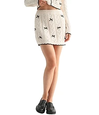 All in Favor Bow Mini Sweater Skirt