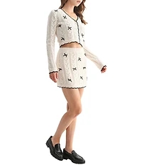 All in Favor Bow Mini Sweater Skirt