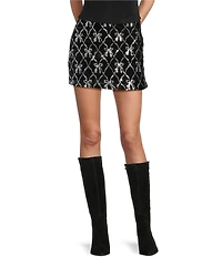 All in Favor Bow Sequin Mini Velvet Skirt