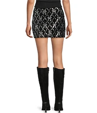 All in Favor Bow Sequin Mini Velvet Skirt