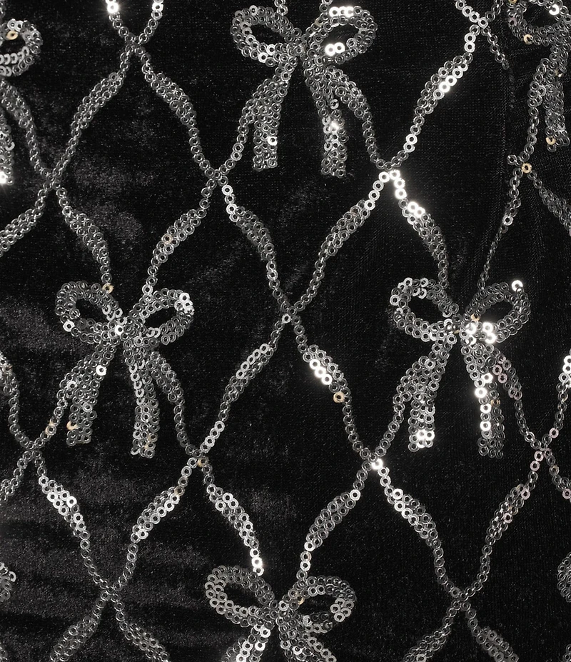 All in Favor Bow Sequin Mini Velvet Skirt