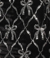 All in Favor Bow Sequin Mini Velvet Skirt