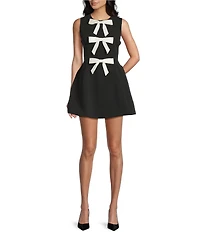 All in Favor Contrast Bow Fit and Flare Mini Dress