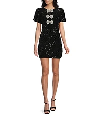 All in Favor Embellished Three Bow Mini Dress