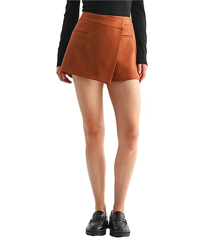 All in Favor Faux Suede Mini Wrap Skirt