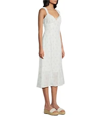 All in Favor Floral Print Short Sleeve V-Neck Lace Midi Dress