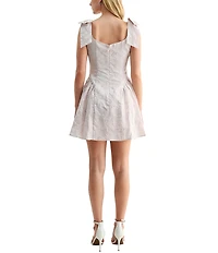 All in Favor Jacquard Bow Fit and Flare Mini Dress