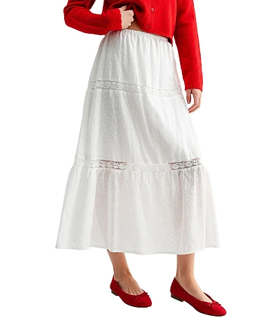 All in Favor Lace Contrast Flare Midi Skirt