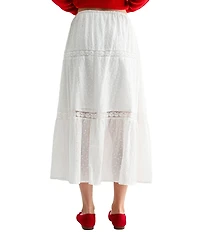 All in Favor Lace Contrast Flare Midi Skirt