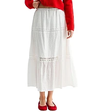 All in Favor Lace Contrast Flare Midi Skirt