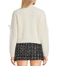 All in Favor Lace Pearl Bow Application Cardigan