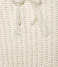 All in Favor Lace Pearl Bow Application Cardigan