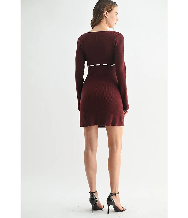 black dress red tights Eliseo Stockings Burgundy