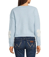 All in Favor Long Sleeve V-Neck Bow Applique Cardigan