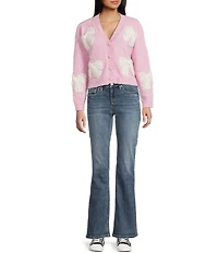 All in Favor Long Sleeve V-Neck Bow Applique Cardigan