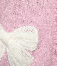 All in Favor Long Sleeve V-Neck Bow Applique Cardigan