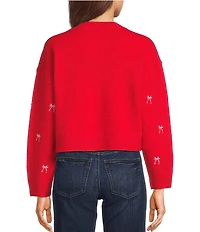 All in Favor Metallic Bow Embellishment Sweater