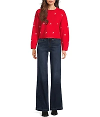 All in Favor Metallic Bow Embellishment Sweater