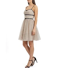 All in Favor Polka Dot Contrast Bow Detail Mini Dress