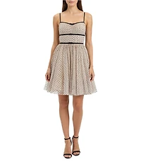 All in Favor Polka Dot Contrast Bow Detail Mini Dress