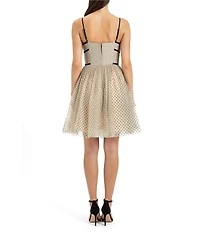 All in Favor Polka Dot Contrast Bow Detail Mini Dress