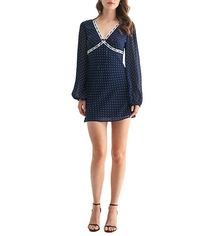 All in Favor Polka Dot Long Sleeve Mini Dress