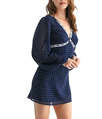 All in Favor Polka Dot Long Sleeve Mini Dress